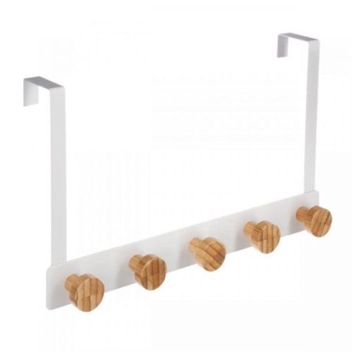 Věšák na dveře Bamboo White 5 háčků