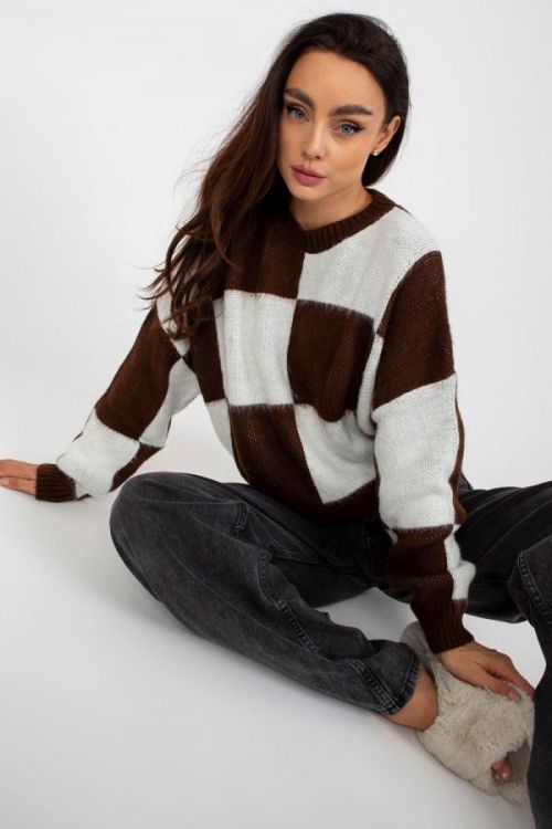 Dámsky sveter Model EM-SW-1034-01.91 White/Brown - EM universal
