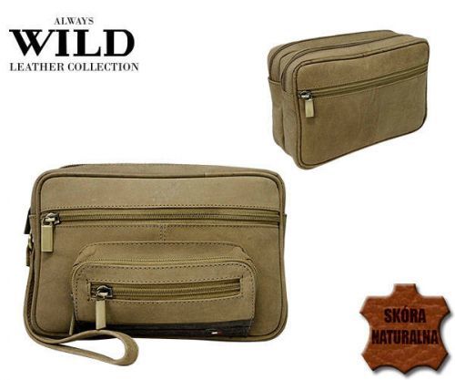 Always Wild Pánska kožená taška na ruku s popruhom na zips Porvoo zelená univerzálny