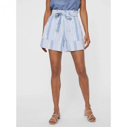 Light blue striped high waisted shorts VERO MODA Akela - Women