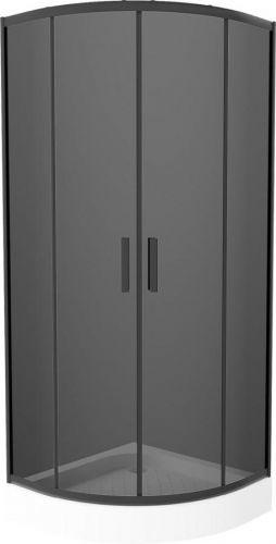 MEXEN/S - Rio sprchovací kút štvrťkruh 90 x 90 cm, grafit, čierny + vanička Rio vrátane výpuste 863-090-090-70-40-4710