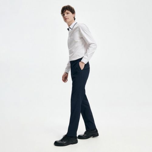 Reserved - Slim trousers with pressed crease - Tmavomodrá