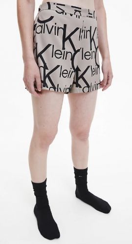 Dámske pyžamové kraťasy QS6851E 5VM béžová/čierna - Calvin Klein S béžová s černou