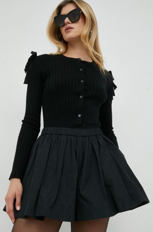 Šortky Red Valentino dámske, čierna farba, jednofarebné, vysoký pás