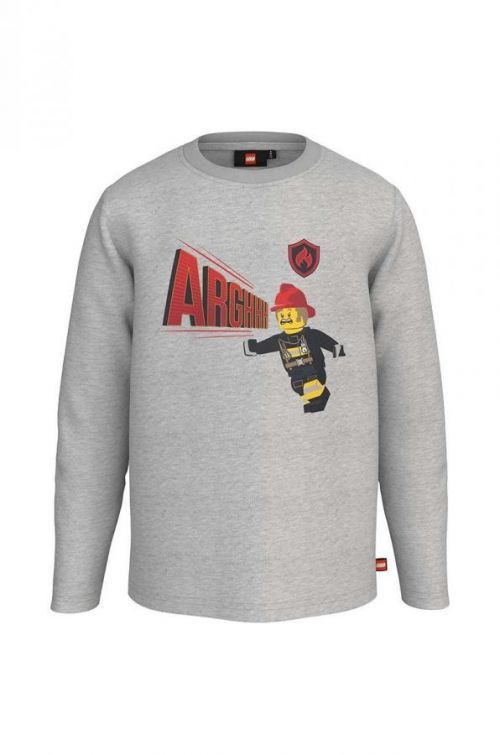 Detská bavlnená košeľa s dlhým rukávom Lego šedá farba, s potlačou