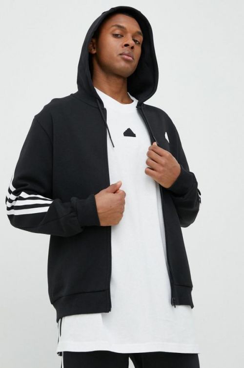 Mikina adidas pánska, čierna farba, s kapucňou, s nášivkou