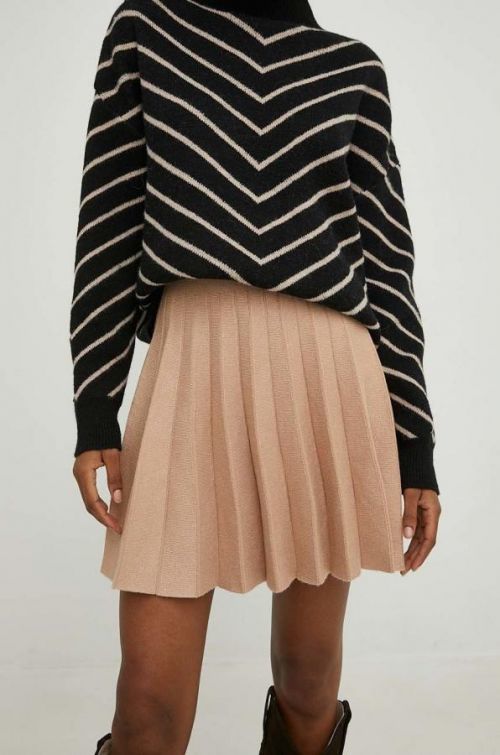 Sukňa Answear Lab béžová farba, mini, áčkový strih