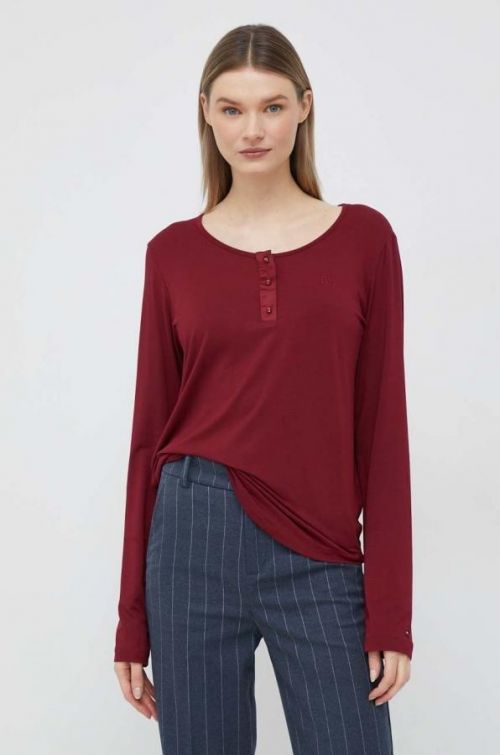 Tričko s dlhým rukávom Tommy Hilfiger dámsky, bordová farba