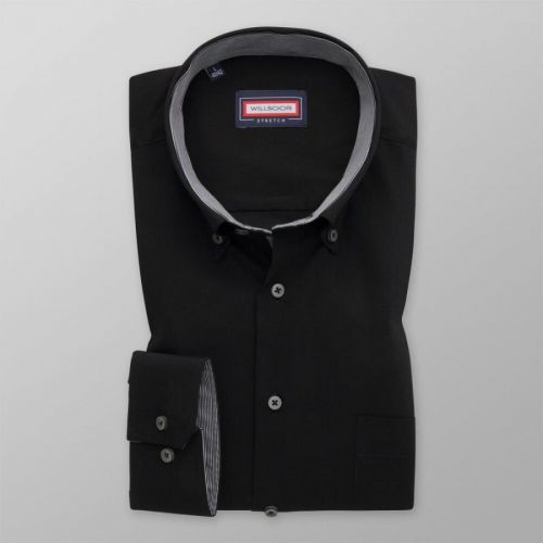 Pánska slim fit košeľa čiernej farby s kontrastnými prvkami 14806
