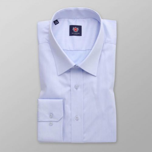 Pánska slim fit košeľa svetlomodrá s hladkým vzorom 14814