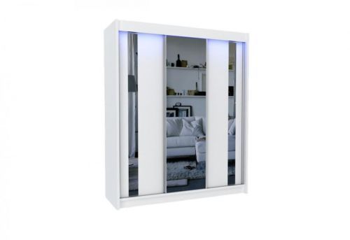Expedo Skriňa s posuvnými dverami a zrkadlom GAJA + Tichý dojazd, 180x216x61, biela