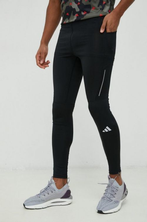 Bežecké legíny adidas Performance Own the Run pánske, čierna farba, jednofarebné