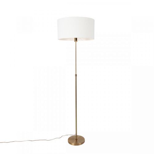 Vloerlamp verstelbaar brons met kap wit 50 cm - Parte