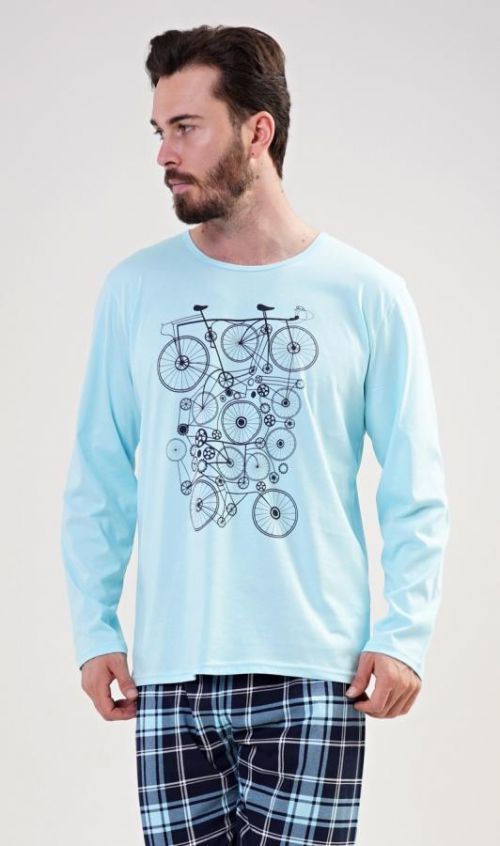 Pánske pyžamo dlhé Bicykel mentolová M