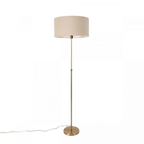 Vloerlamp verstelbaar brons met kap lichtbruin 50 cm - Parte