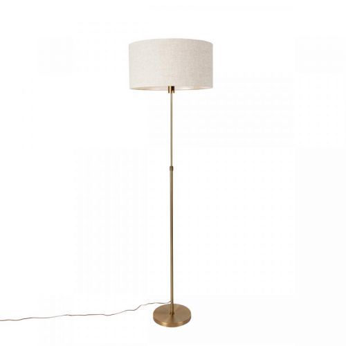 Vloerlamp verstelbaar brons met kap lichtgrijs 50 cm - Parte