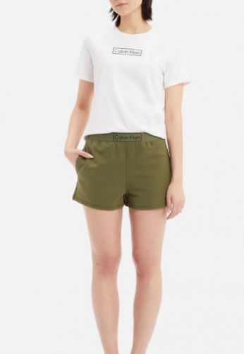 Dámsky kraťasový set - QS6804E 0SR biela / khaki - Calvin Klein S bílá/khaki