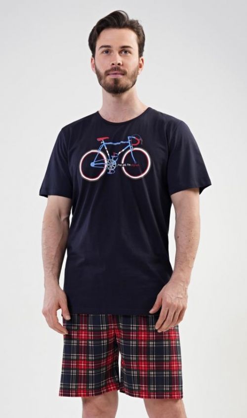 Pánske pyžamo šortky Old bike tmavě modrá S