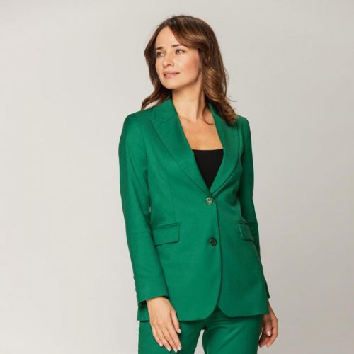 Elegantné sako zelenej farby s hladkým vzorom 14817