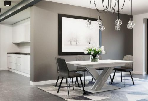 Expedo Rozkladací stolík RONY, 140-180x75x80, bialy/betón