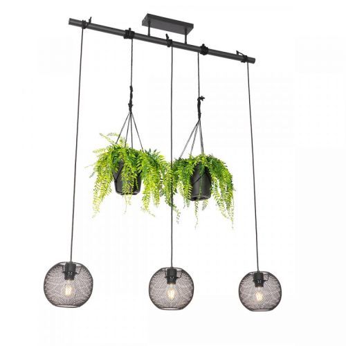 Industriële hanglamp zwart 3-lichts - Flor