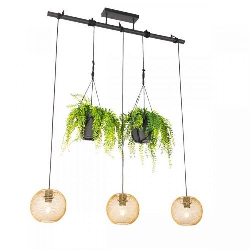 Industriële hanglamp goud 3-lichts - Flor