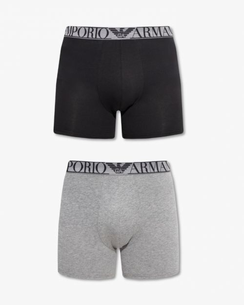 Pánske boxerky 2 pack 111912 2F720 08649 sivá/čierna - Emporio Armani L šedá-černá