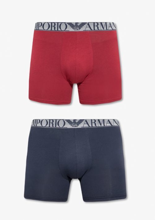 Pánske boxerky 2 pack 111912 2F720 61735 tm.modrá/vínová - Emporio Armani M tm.modrá-vínová