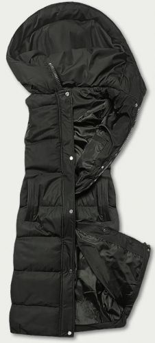 Dlhá dámska páperová vesta v army farbe (5M728-136) khaki S (36)