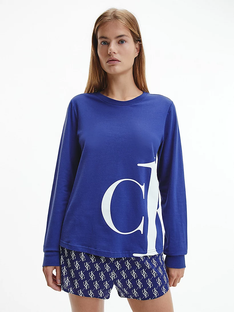 Monogram tričko na spaní - QS6573E - C8Q - Tmavě modrá tm.modrá M