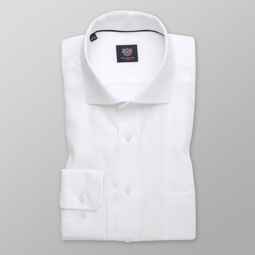 Pánska slim fit košeľa v bielej farbe s jemným pruhovaným vzorom 14828