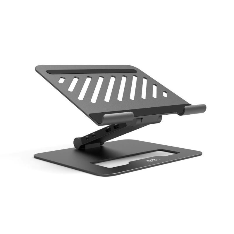 PORT CONNECT Dokovací stanice USB-C , 3x4K s nastavitelným držákem notebooku, černá