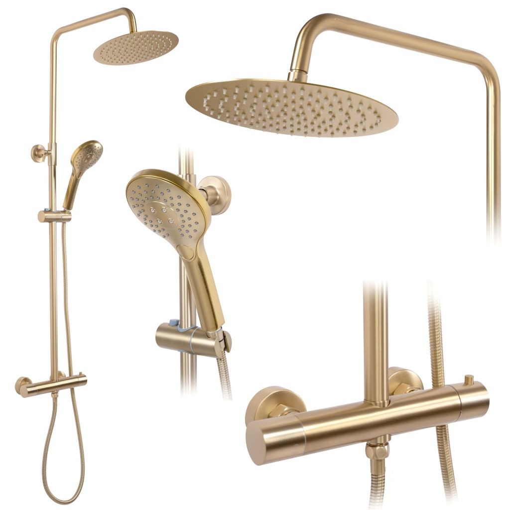 REA REA - Sprchový set s termostitickou batériou 150mm VINCENT zlatá kartáčovaná REA-P6602