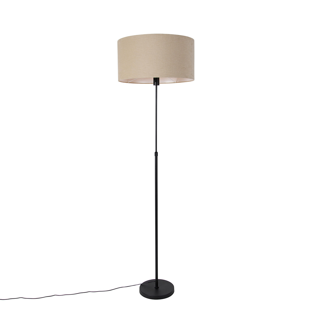 Vloerlamp zwart verstelbaar met kap lichtbruin 50 cm - Parte