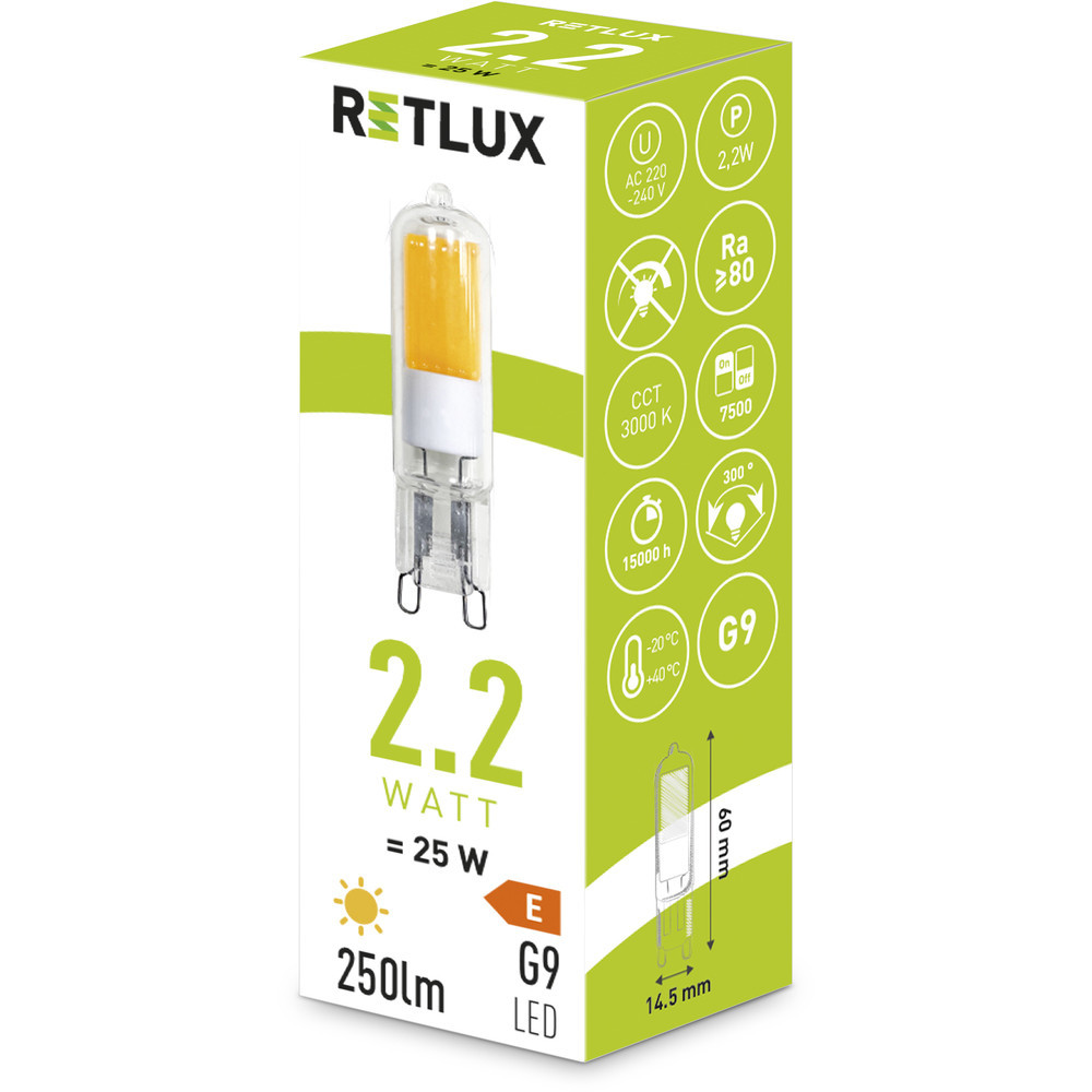 RLL 455 G9 COB 2,2 W LED WW RETLUX