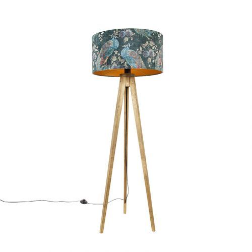 Tripod vintage hout met kap pauw groen 50 cm - Tripod Classic