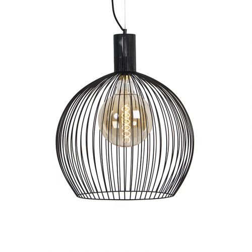 Dizajnové kruhové závesné svietidlo čierne 50 cm - Wire Dos
