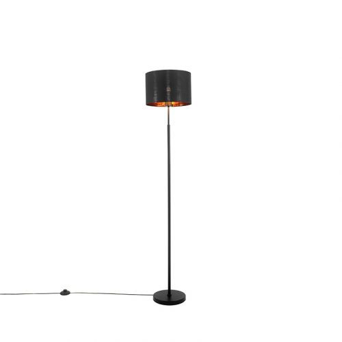 Moderne vloerlamp zwart met goud rond - VT 1