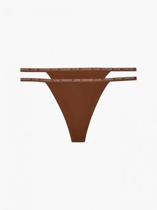 Dámske tangá 2 pack QD3807E CJ8 škoricová - Calvin Klein škoricová XS