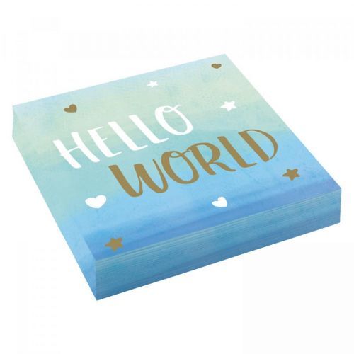 Amscan Servítky Hello World - modré 33 x 33 cm