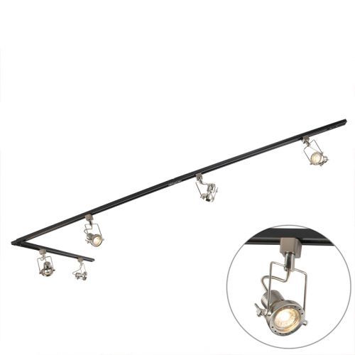 Smart railsysteem 1-fase zwart met staal incl. 5 wifi GU10 - Suplux