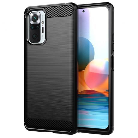 MG Carbon Case Flexible silikónový kryt na Xiaomi Redmi Note 10 Pro, čierny