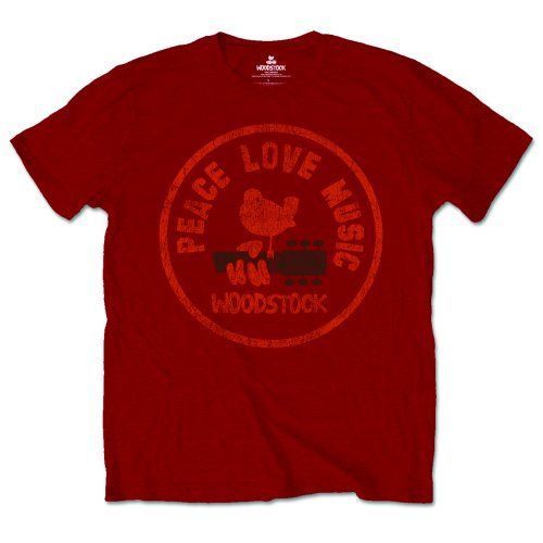 Woodstock - Tričko Love Peace Music - Muž, Unisex, Červená, S