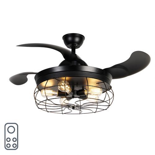 Stropný ventilátor čierne 5 svetiel vrátane diaľkového ovládača - Gaiola