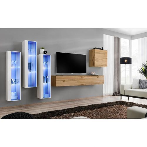 Obývacia stena Switch Sklo +LED XIII Biely/Wotan