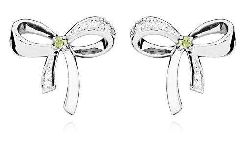 MOISS Hravé strieborné náušnice s olivínom mašličky EG000116