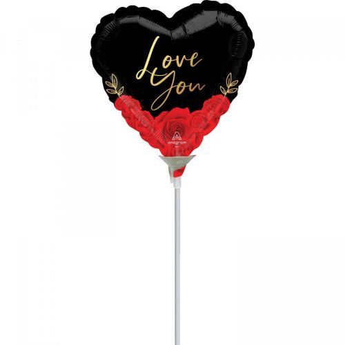 Amscan Mini fóliový balón - Srdiečko s ružami Love you