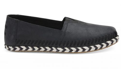 Toms Black Leather Rope Alpargata čierne 10011658