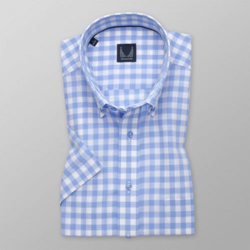Pánska košeľa Slim Fit so svetlomodrým a bielym vzorom 12828