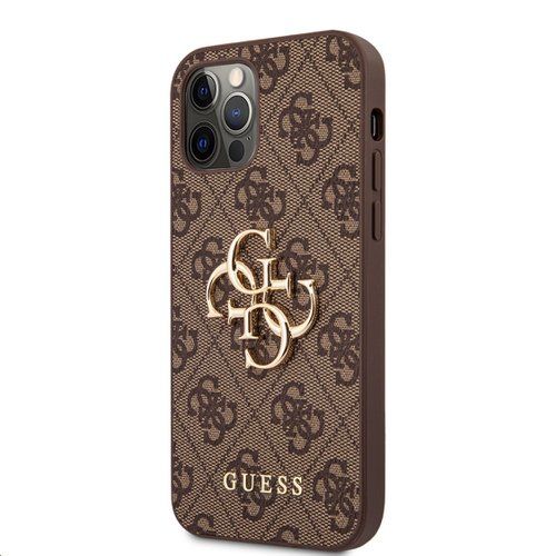 GUHCP12M4GMGBR Guess PU 4G Metal Logo  Zadní Kryt pro iPhone 12/12 Pro Brown